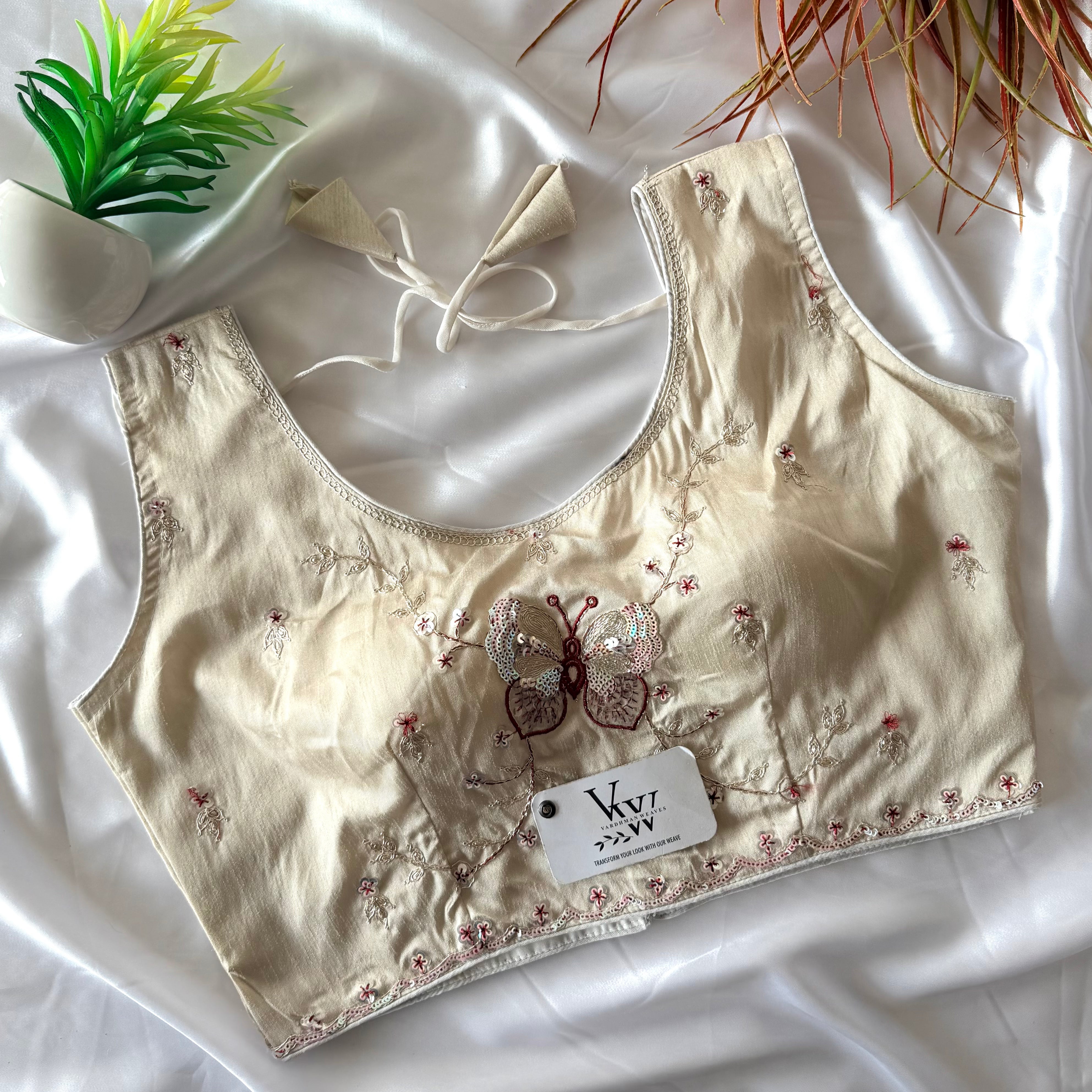 Fluttering Beauty: Designer Butterfly Blouse – vardhman weaves