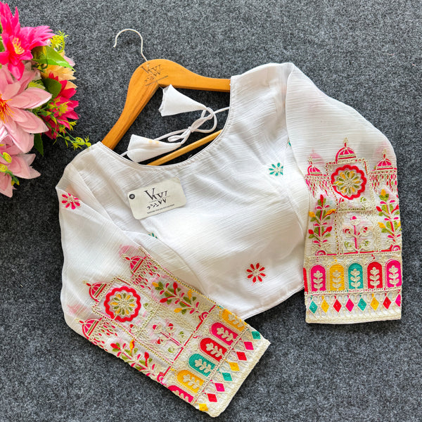 Luxury Crunchy Blouse with Multi-Thread Threadwork