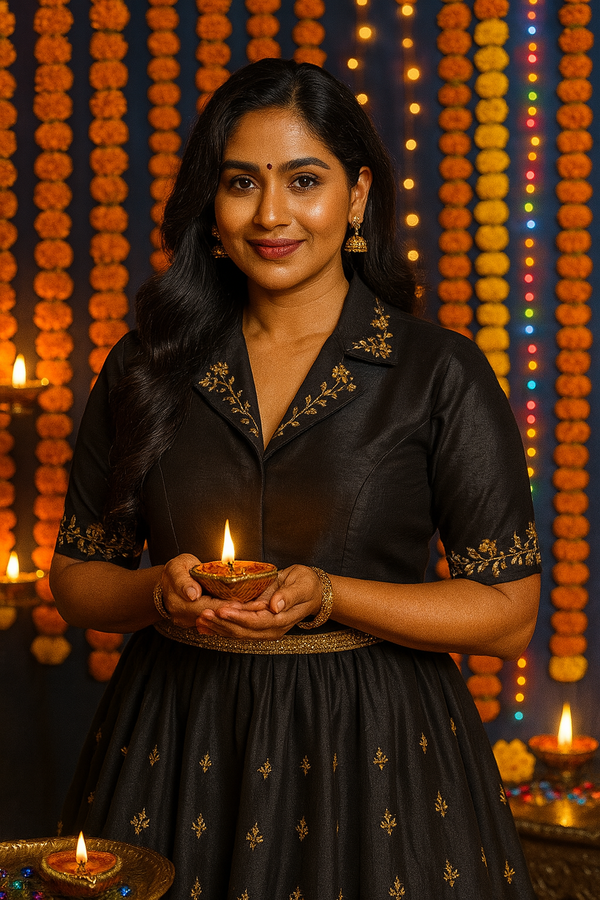Handcrafted Charm: Heavy Collar Pattern Blouse
