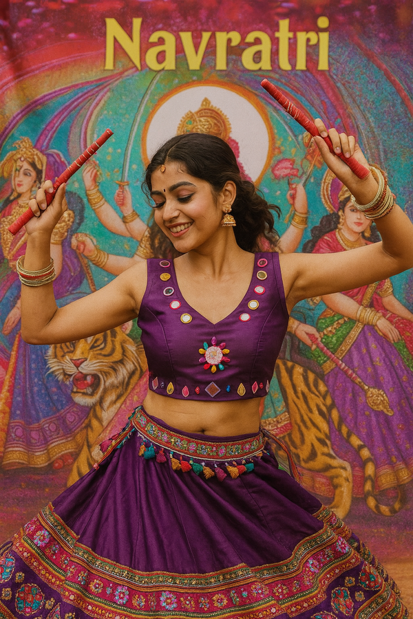 Navratri Glam: Handwork Mirror Blouse -3