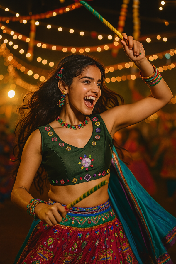 Navratri Glam: Handwork Mirror Blouse -2