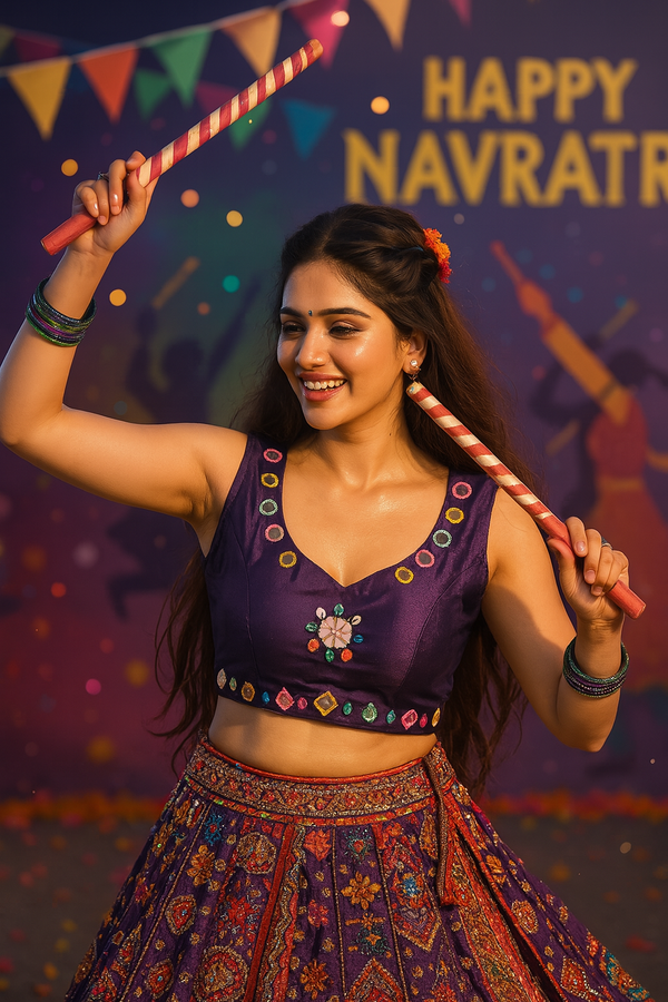 Navratri Glam: Handwork Mirror Blouse - 1