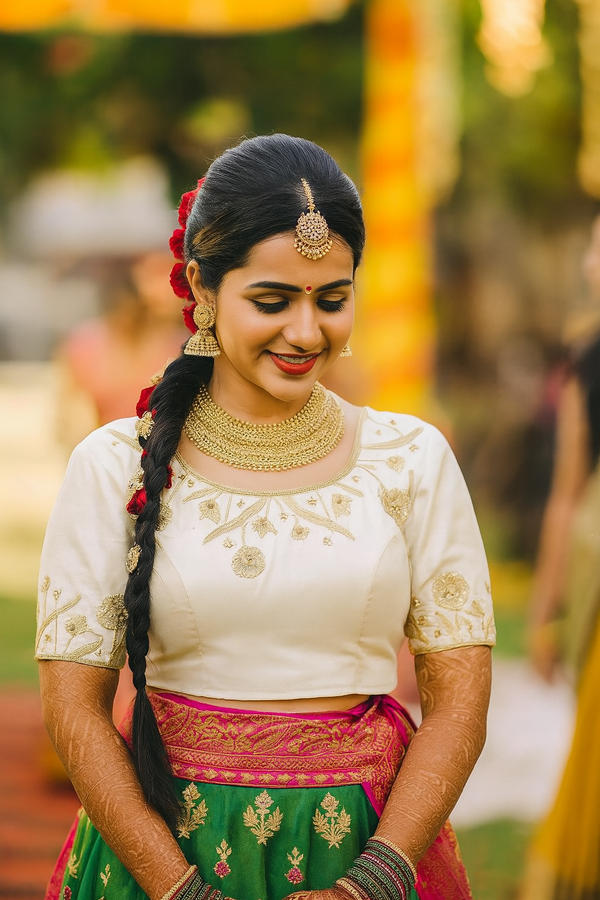 "Luxury Adorned: Handcrafted Blouse"