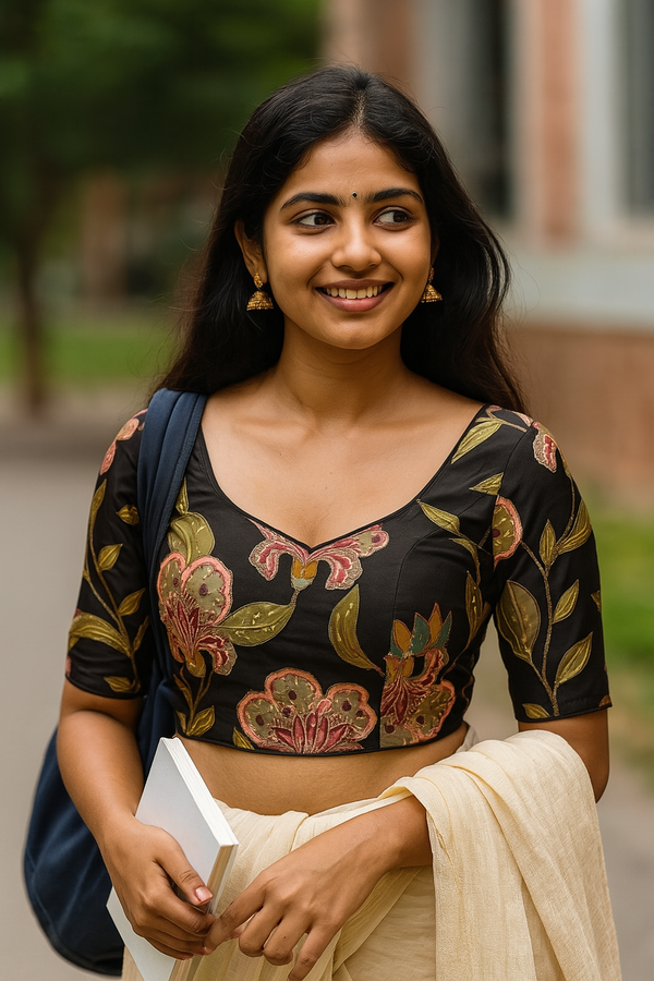 Regal Elegance - Printed Blouse with Thread & Sequence Work