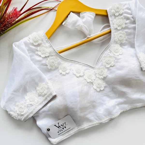 Exquisite Hand-Beaded Blouse with Artisanal Details