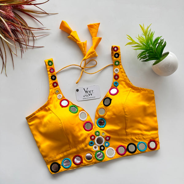 Heavy Mirror Work Sleeveless Designer Blouse