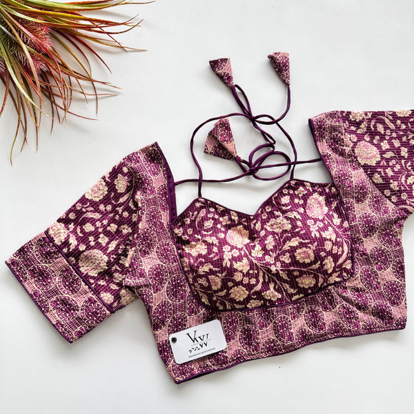 Designer Ajrakh Cotton Blouse with Artistic Patterns