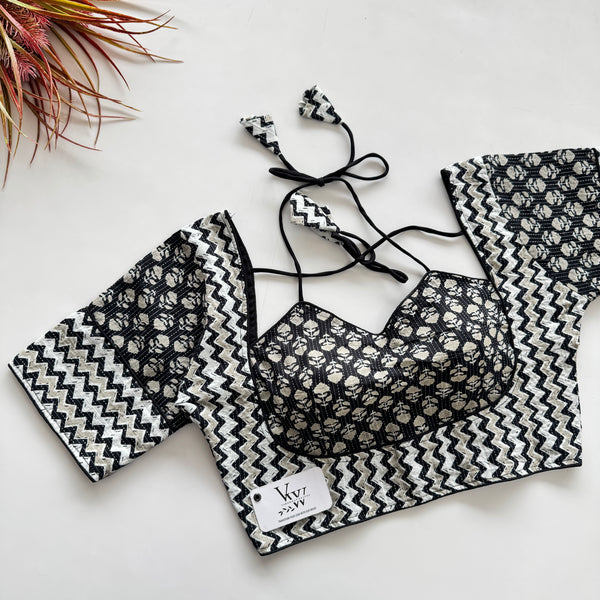 Designer Ajrakh Cotton Blouse with Artistic Patterns