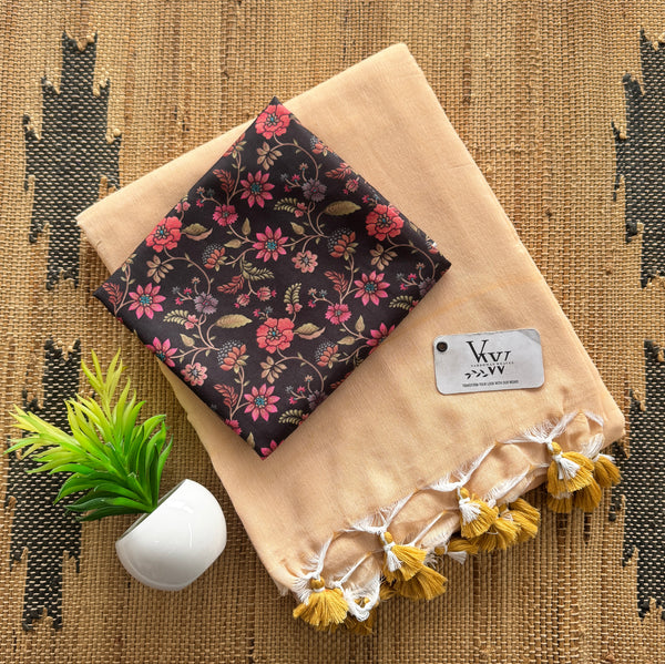 Charming Cotton Saree with Tassels & Beautiful Blouse