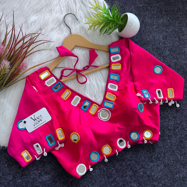 Designer Beautiful mirror & kodi work blouse