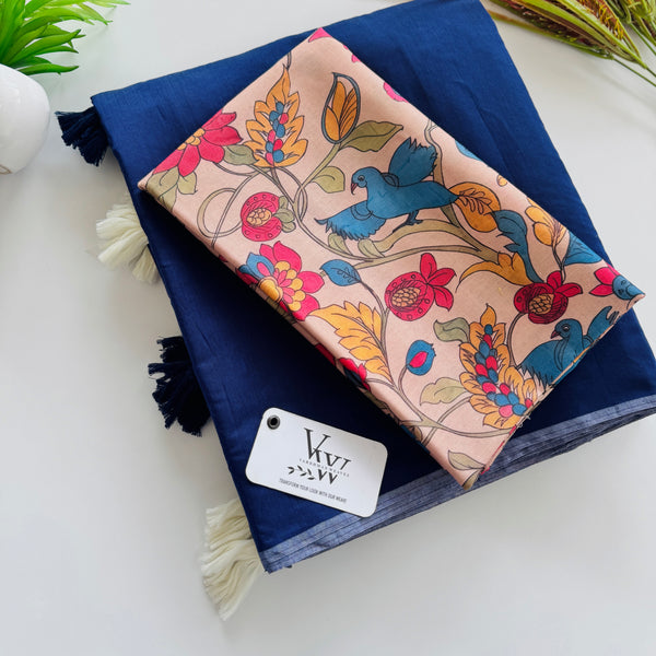 Blooming Style: Cotton Saree with Printed Blouse