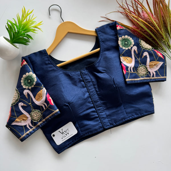 Traditional Touch: Kalamkari Blouse with Hand Embroidery