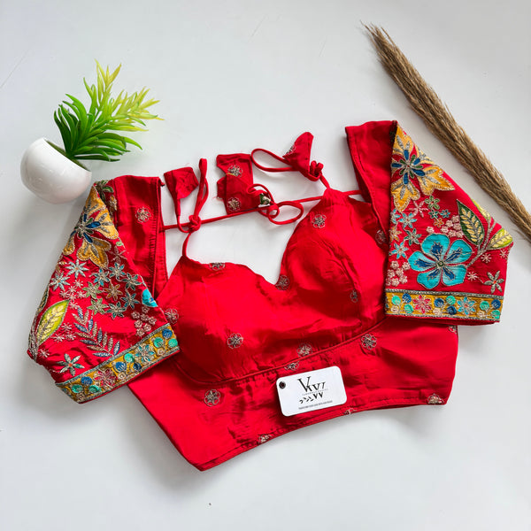 Heavy Chinnon Blouse with Multi-Threadwork Design