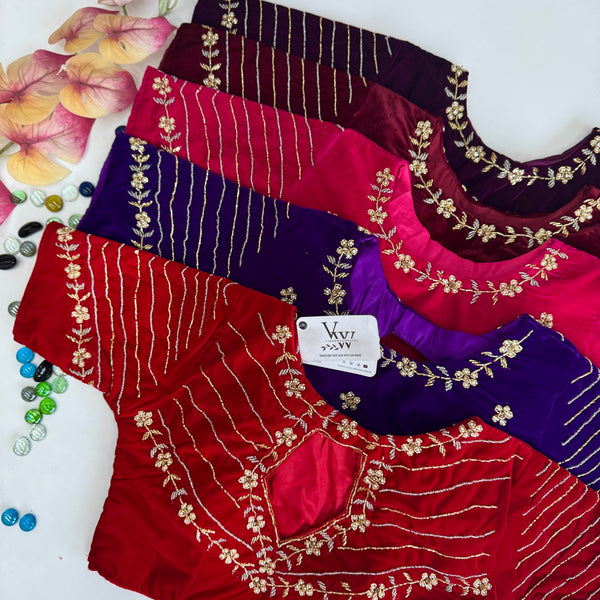 Mahima Velvet Heavy Handwork Blouse - Perfect for Royalty