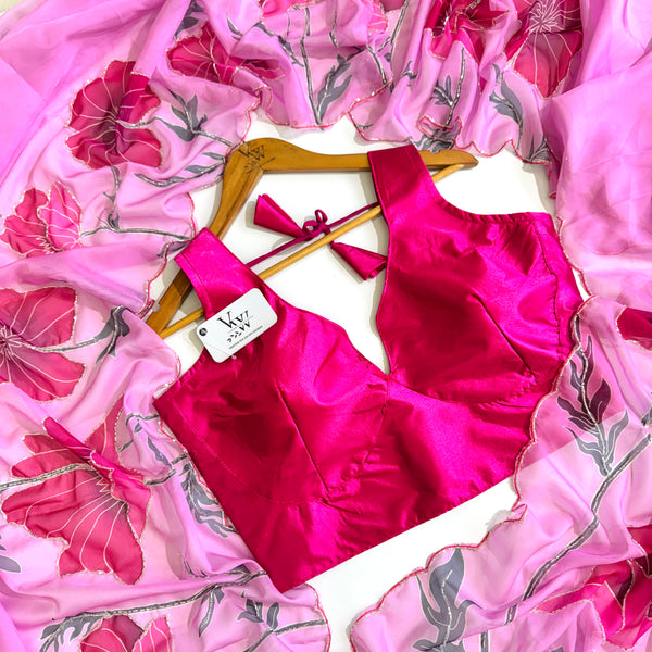 Ruby Handcrafted Beauty - Saree with Heavy Handwork and Silk Blouse