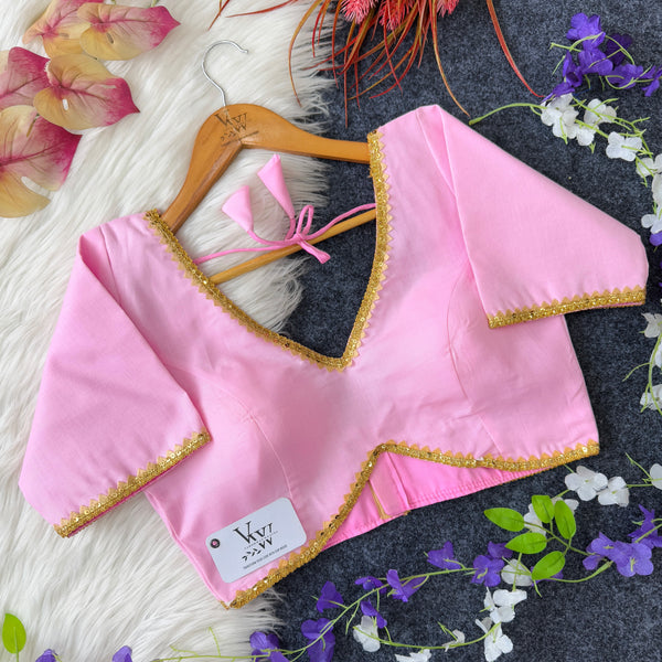 Cotton Blouse with Glamorous Sequence Border